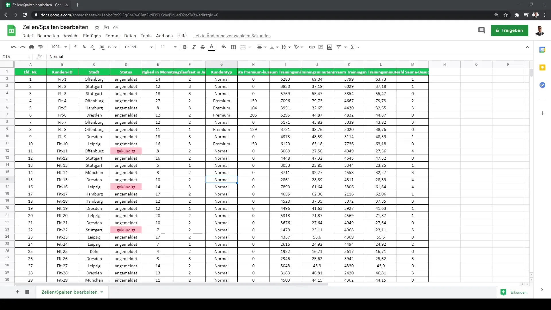 Google Sheets: Kolonnas un rindas efektīvi apstrādāt