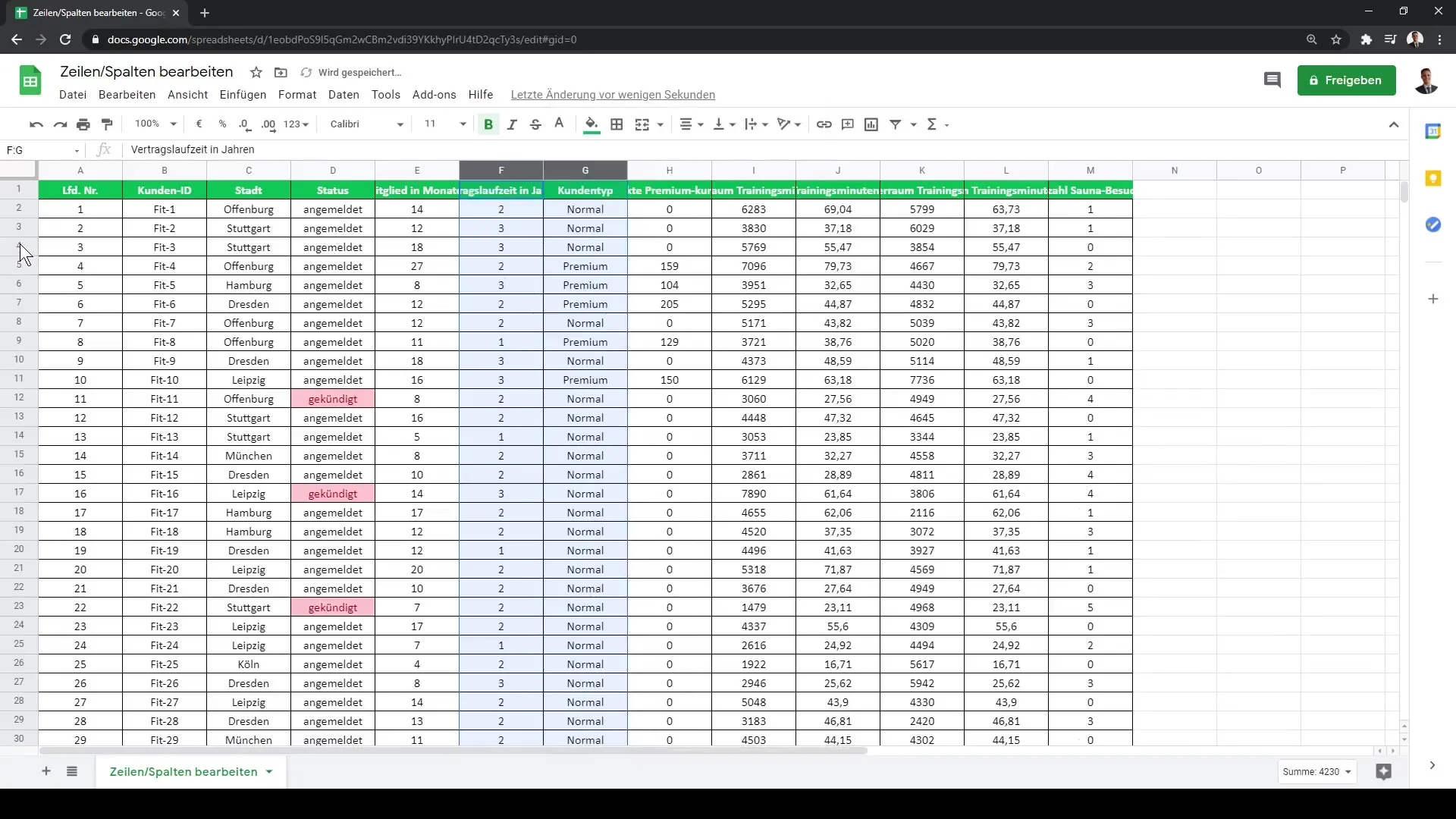 Google Spreadsheet: Mengedit kolom dan baris dengan efisien