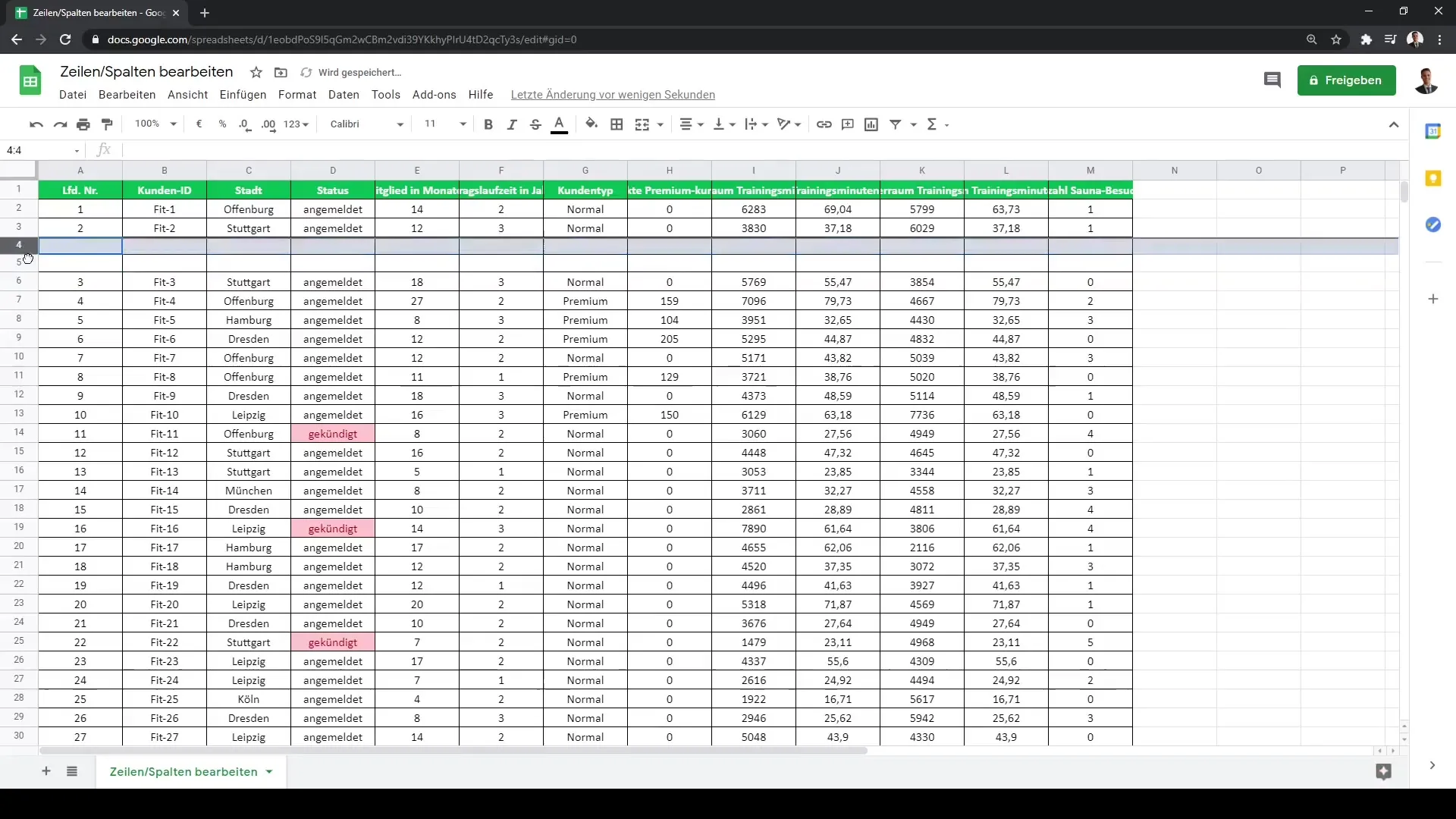 Google Sheets: Kolonnas un rindas efektīvi rediģēt