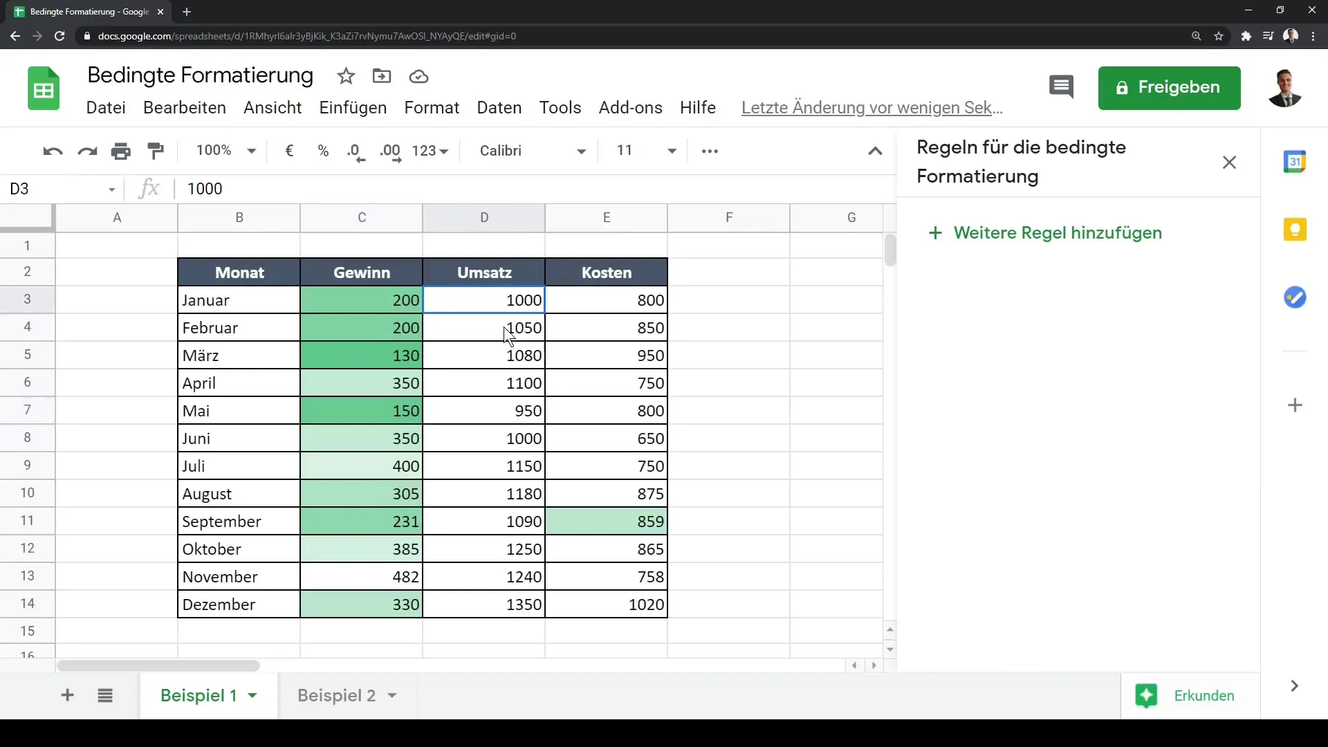 Google Sheets : Mise en forme conditionnelle des cellules simplifiée