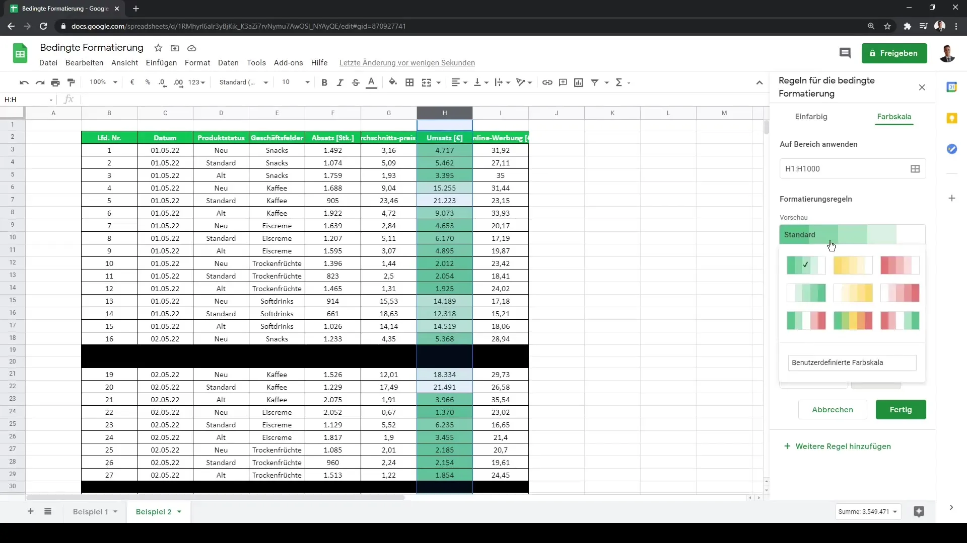 Google Sheets: Šūnu nosacītais formatējums viegli veidots