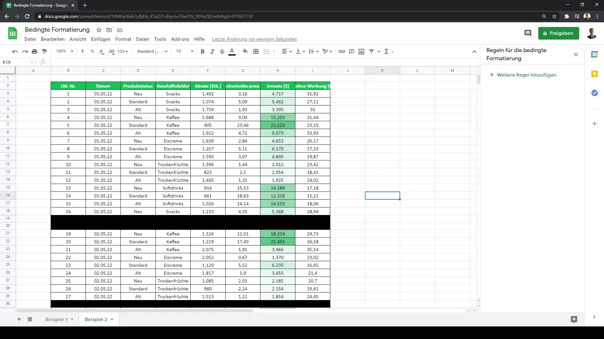 Google Sheets : Mise en forme conditionnelle des cellules simplifiée