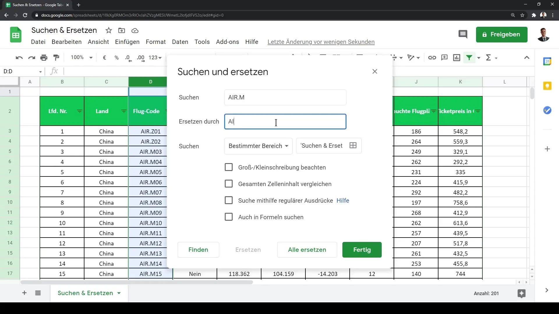 Google Sheets - Búsqueda y reemplazo eficiente de datos