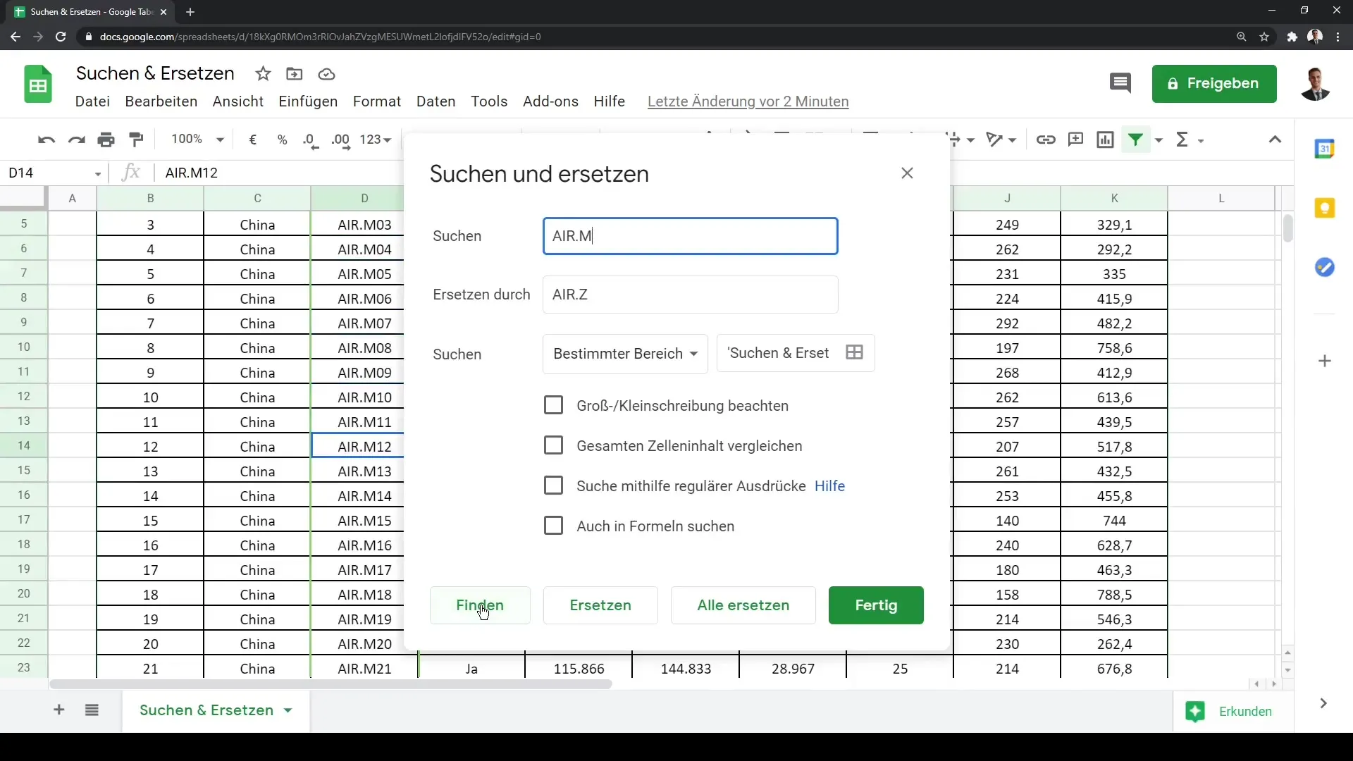 Google Sheets – Búsqueda y reemplazo eficiente de datos