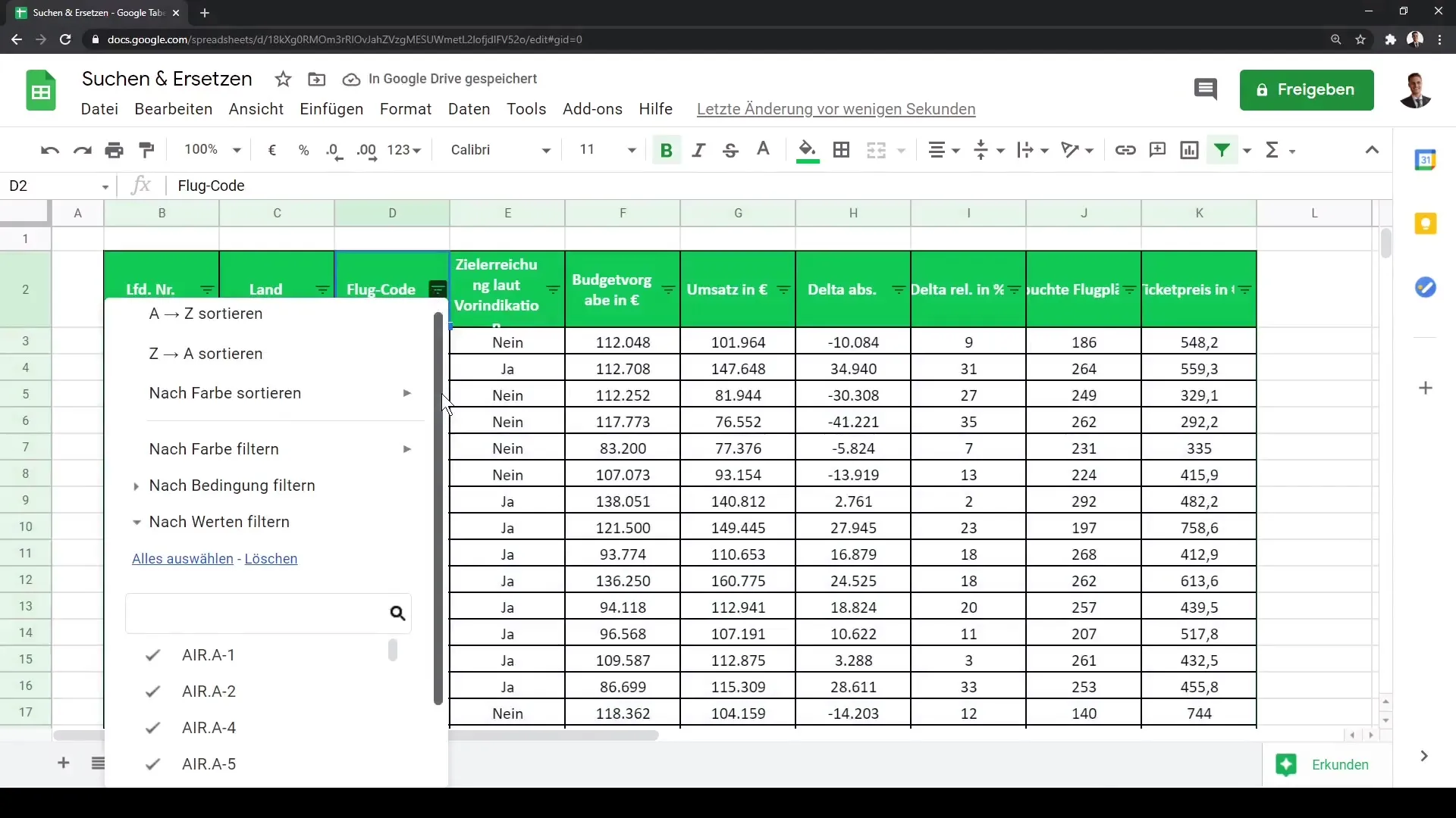 Google Sheets – Efektīva datu meklēšana un aizstāšana