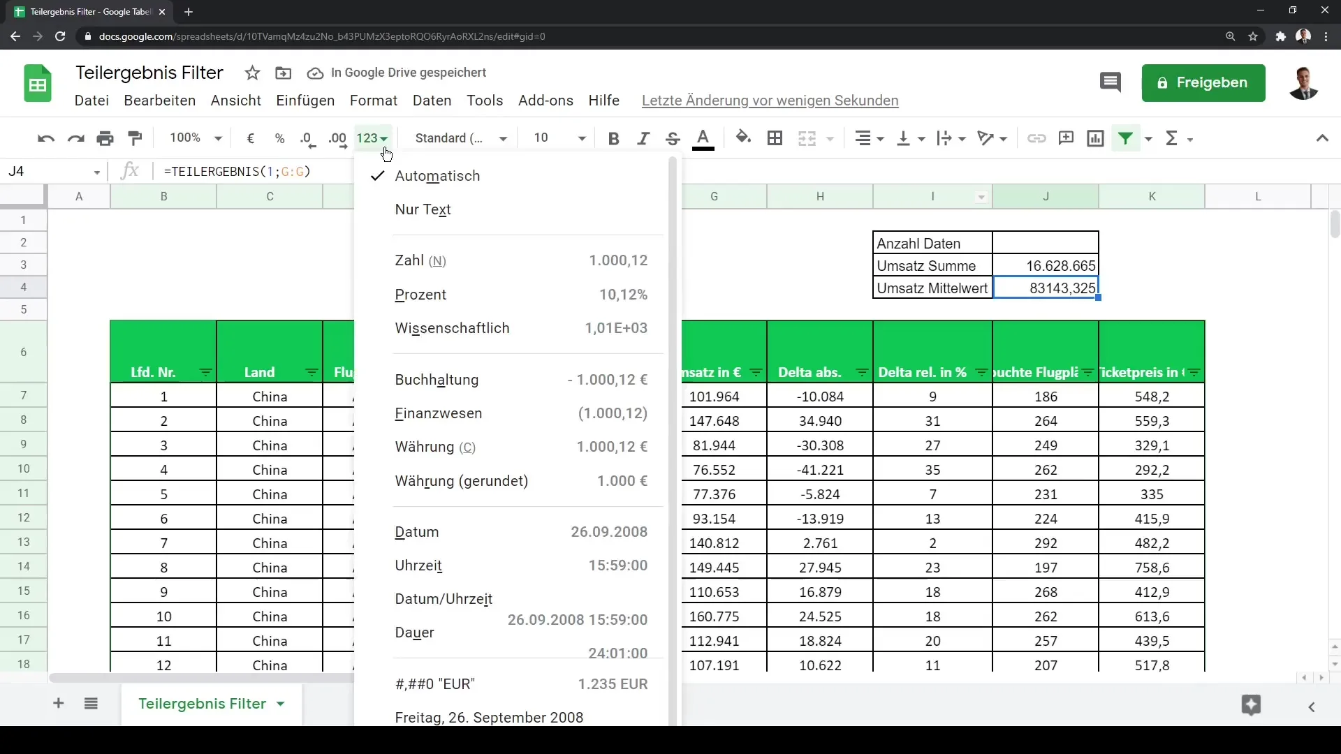 Google Sheets: Análisis de datos eficiente con la función SUBTOTAL