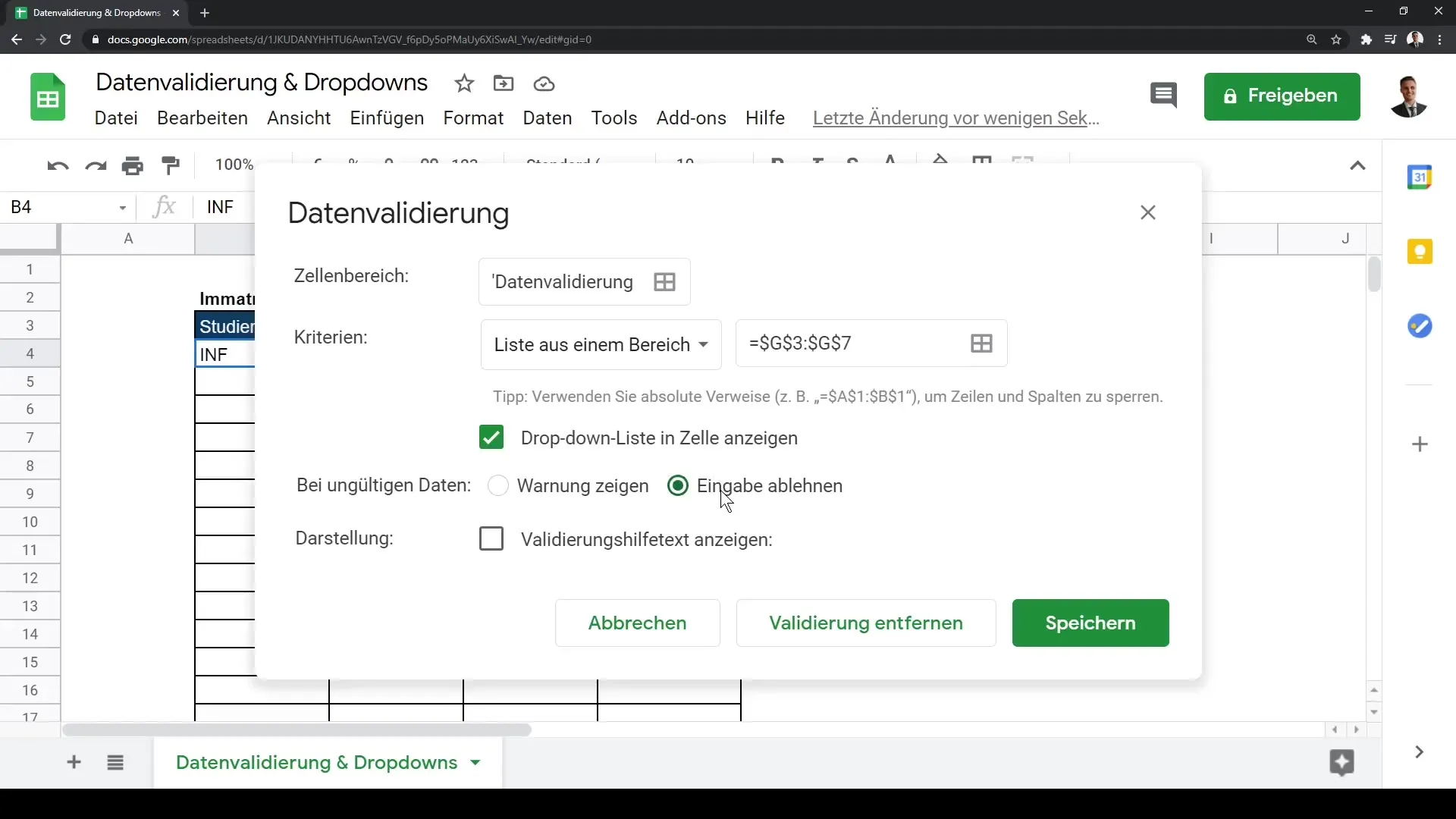 Validation des données et menus déroulants dans Google Sheets : un guide étape par étape