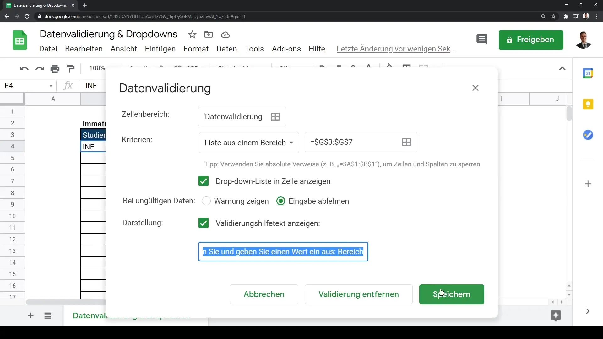 Datavalidering og nedtrekkslister i Google Sheets: En trinn-for-trinn-guide