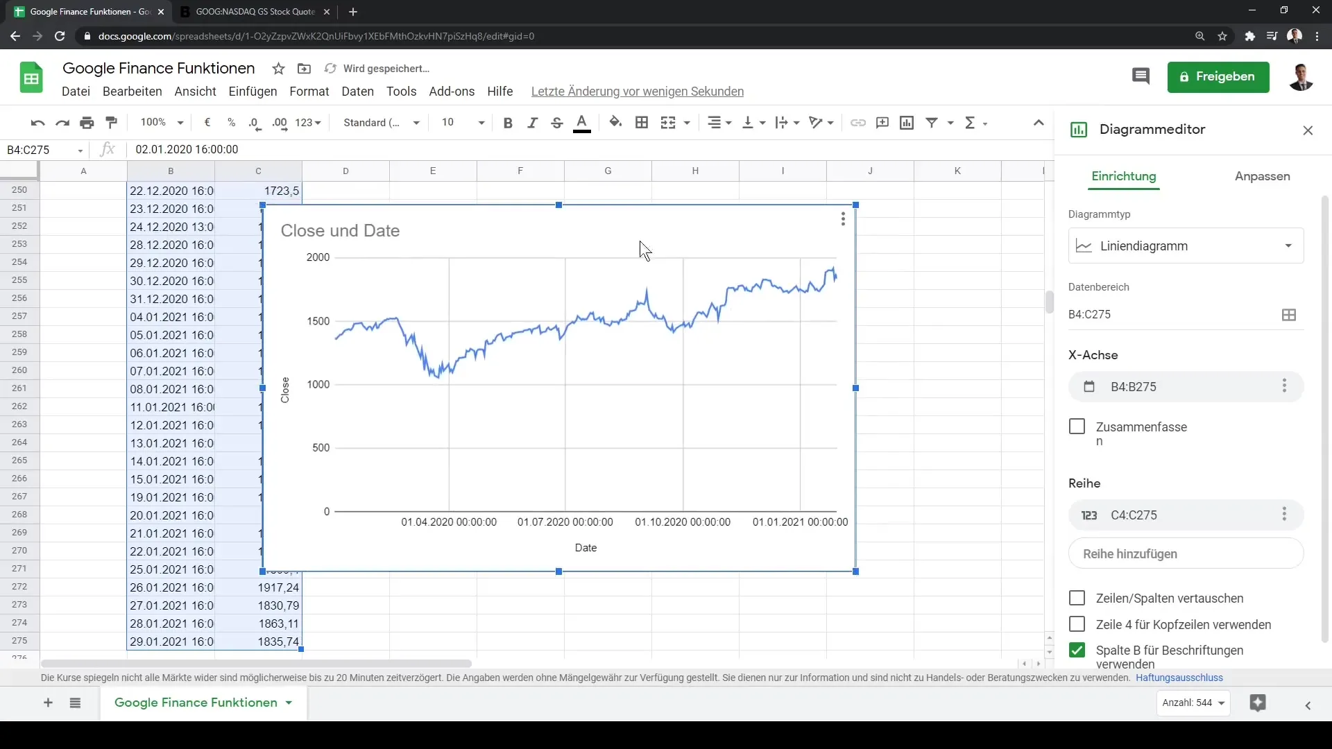 Tutorial de Google Sheets: Cómo utilizar correctamente la función de Google Finance