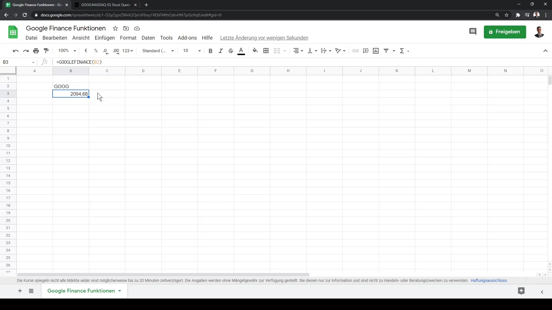 Google Sheets pamācība: Google Finance funkciju pareizi izmantot