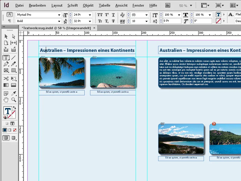 Das Text- und das Text-auf-Pfad-Werkzeug in InDesign