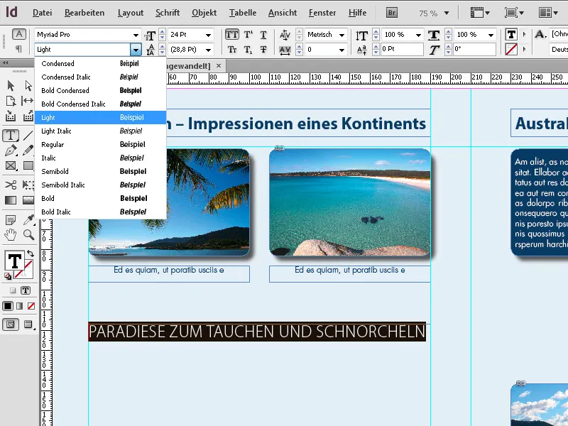 Das Text- und das Text-auf-Pfad-Werkzeug in InDesign