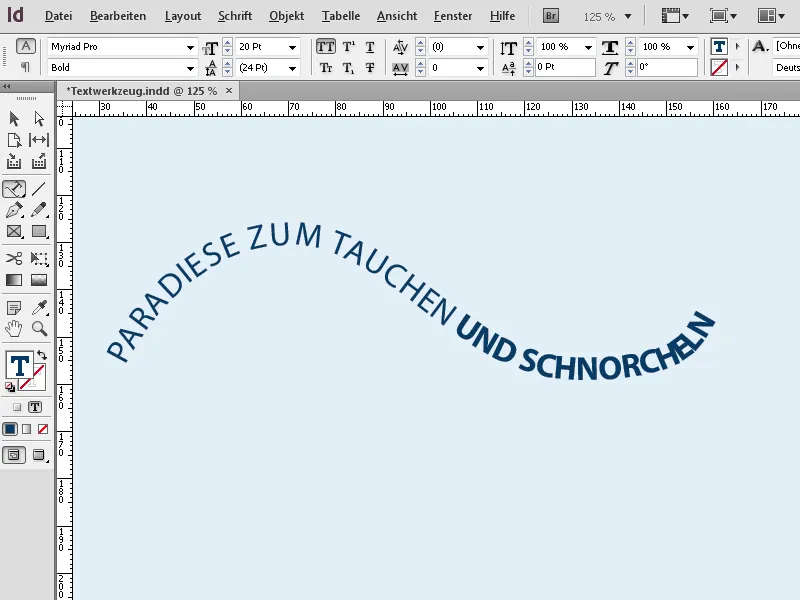 Orodje za besedilo in orodje za besedilo na poti v programu InDesign