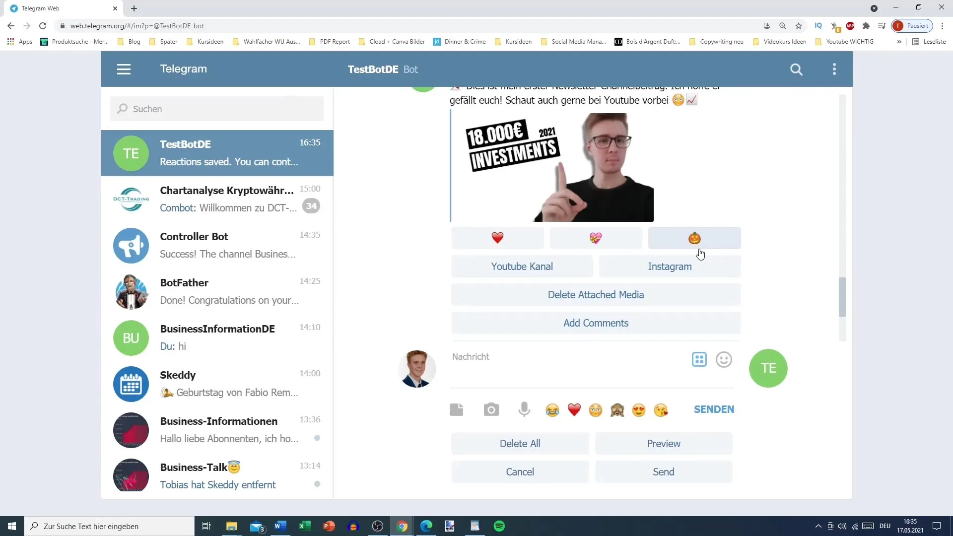 Adding reactions is easy - this is how it works with Telegram