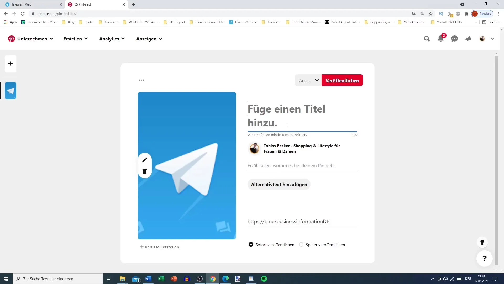 Graphiques pour Telegram et Pinterest : voici comment réussir avec les deux plateformes