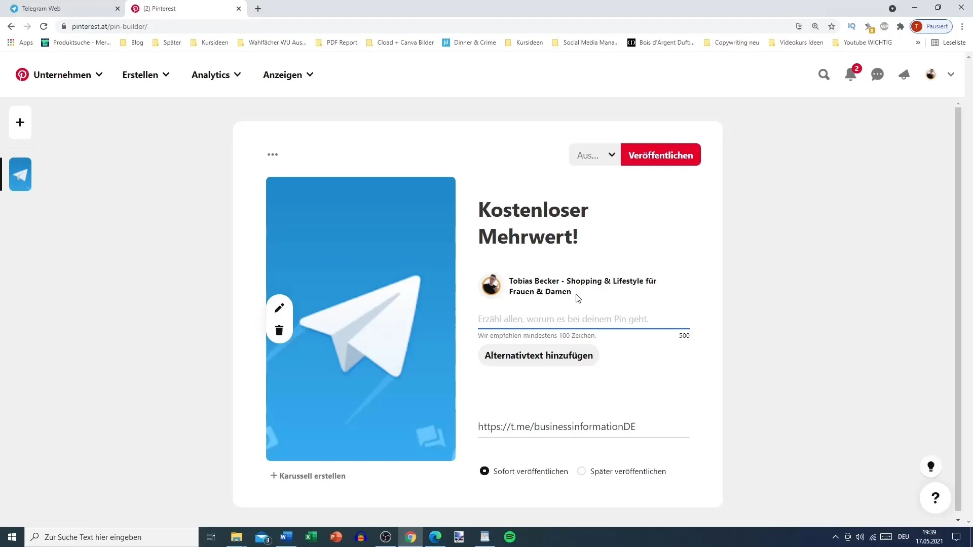 Graphiques pour Telegram et Pinterest : voici comment réussir avec les deux plateformes