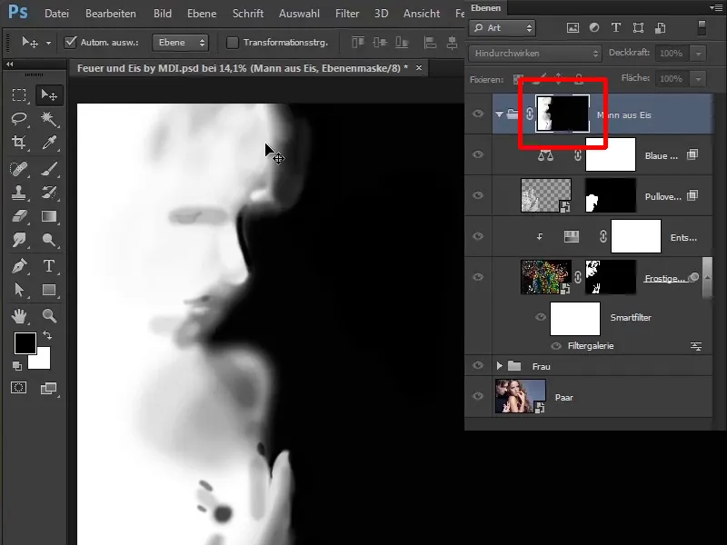 Photoshop-Composing - Api dan Es - Bagian 10: Lebih lanjut mengoptimalkan tampilan yang beku