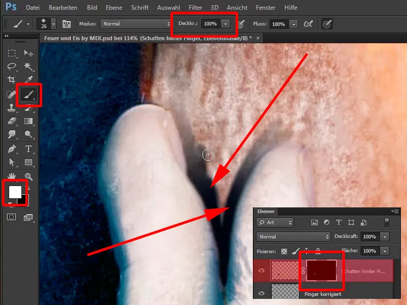 Photoshop-Composing - Feuer und Eis - Teil 10: Weitere Optimierung des frostigen Looks