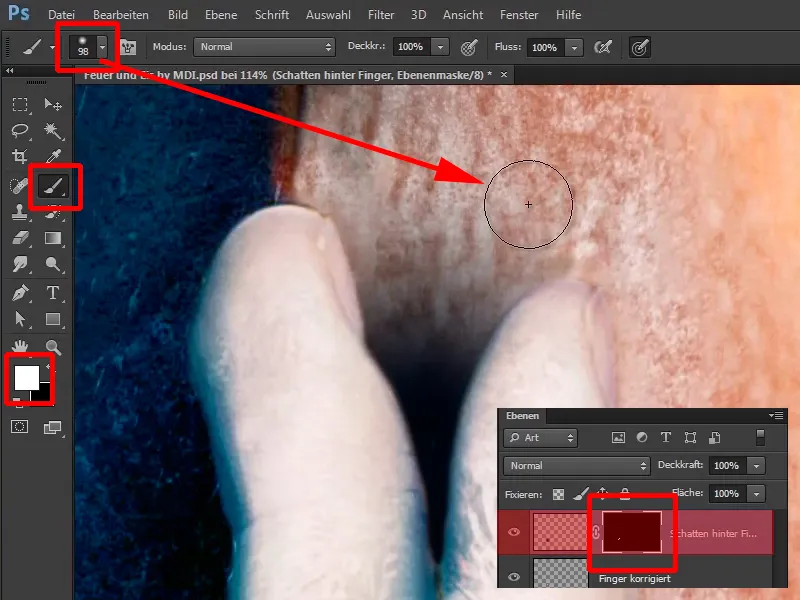 Composición en Photoshop - Fuego y hielo - Parte 10: Mayor optimización del aspecto escarchado