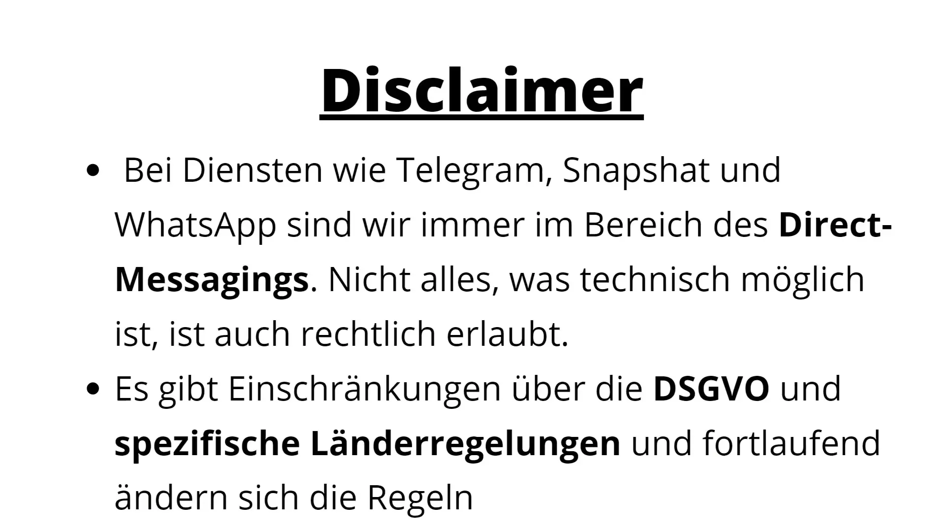 Telegram Tutorial: Important notes on legal certainty