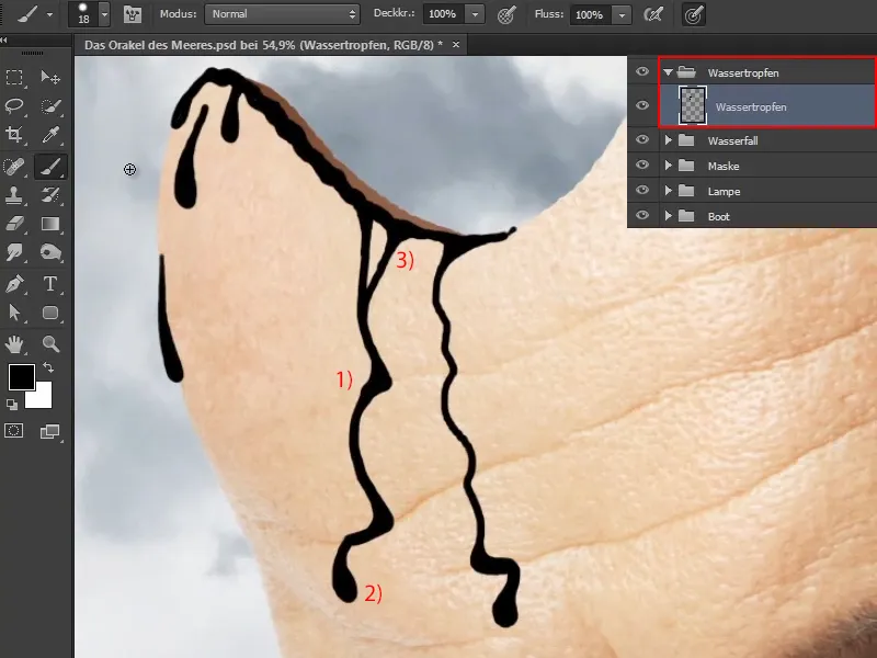 Photoshop composing - The oracle of the sea - Part 10: Optimize mask and paint water drops