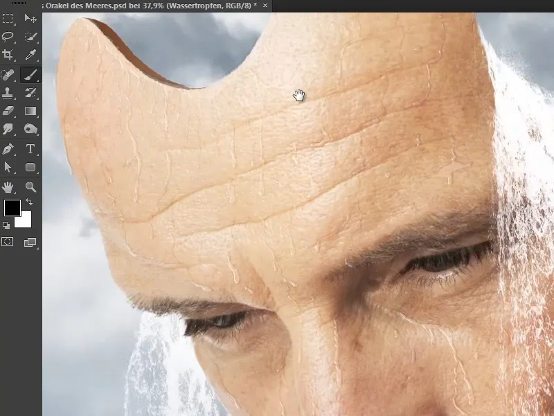 Photoshop composing - The oracle of the sea - Part 10: Optimize mask and paint water drops