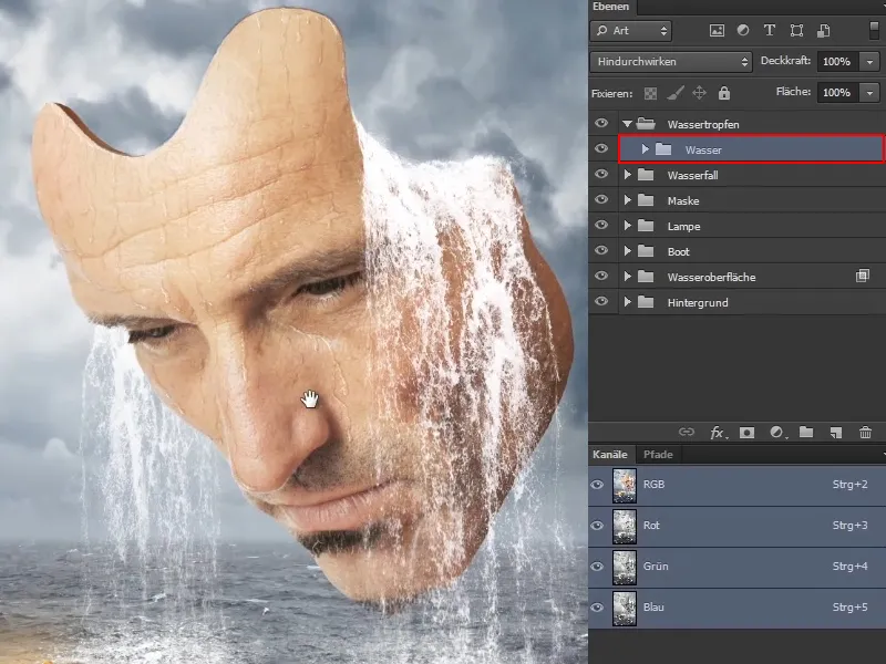 Photoshop composing - The oracle of the sea - Part 10: Optimize mask and paint water drops