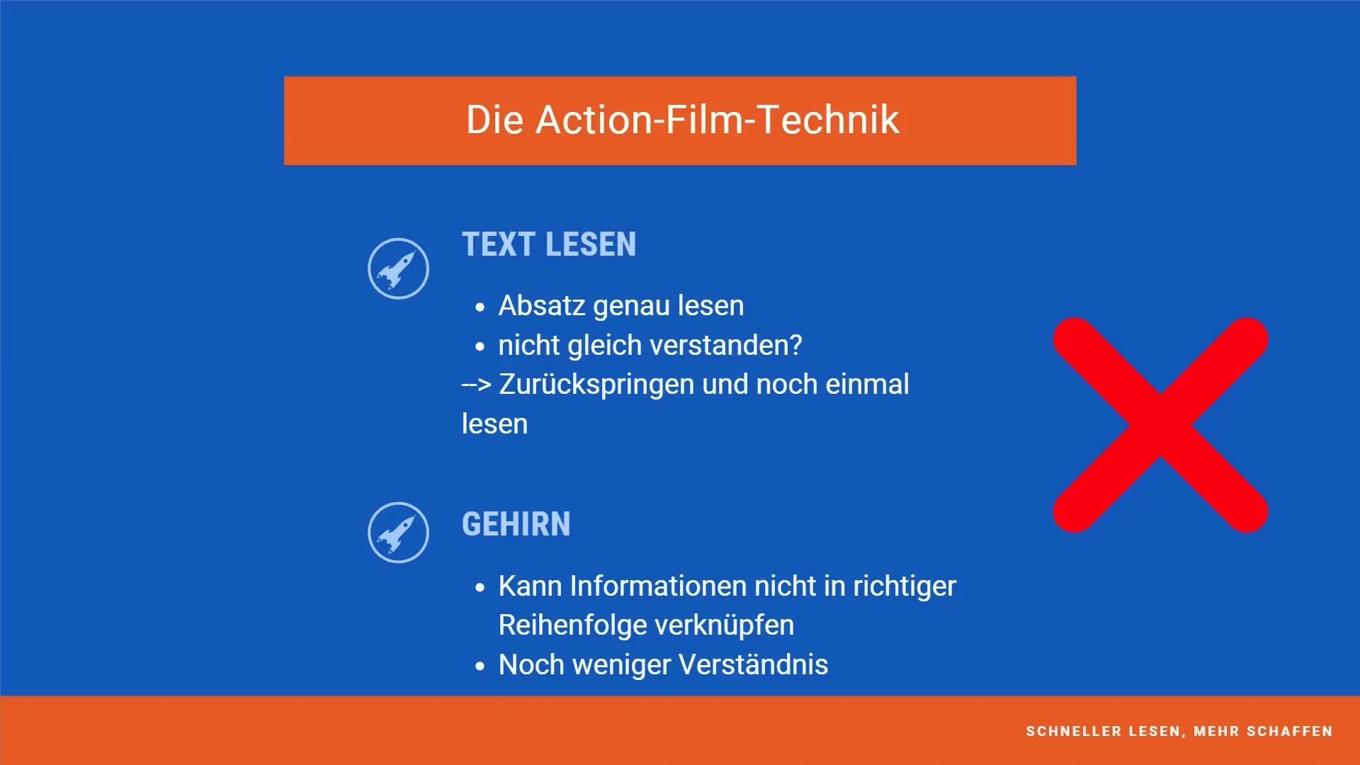 Efficient reading with the action movie technique