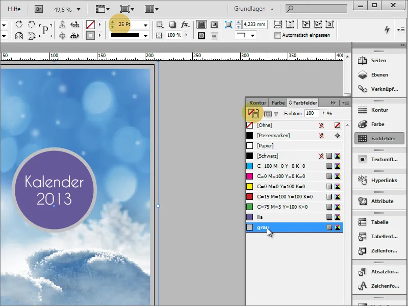 Designt foto-kalender med forside i Adobe InDesign.