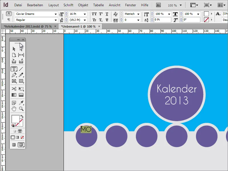 Designt fotokalender inkl. forside i Adobe InDesign.