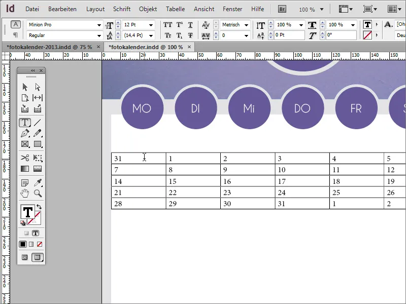 Diseño de foto calendarios incl. portada en Adobe InDesign