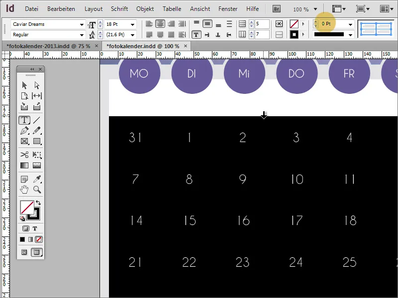 Designditt fotokalender inkl. forside i Adobe InDesign.