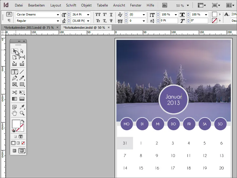 Diseño de foto calendarios incl. portada en Adobe InDesign