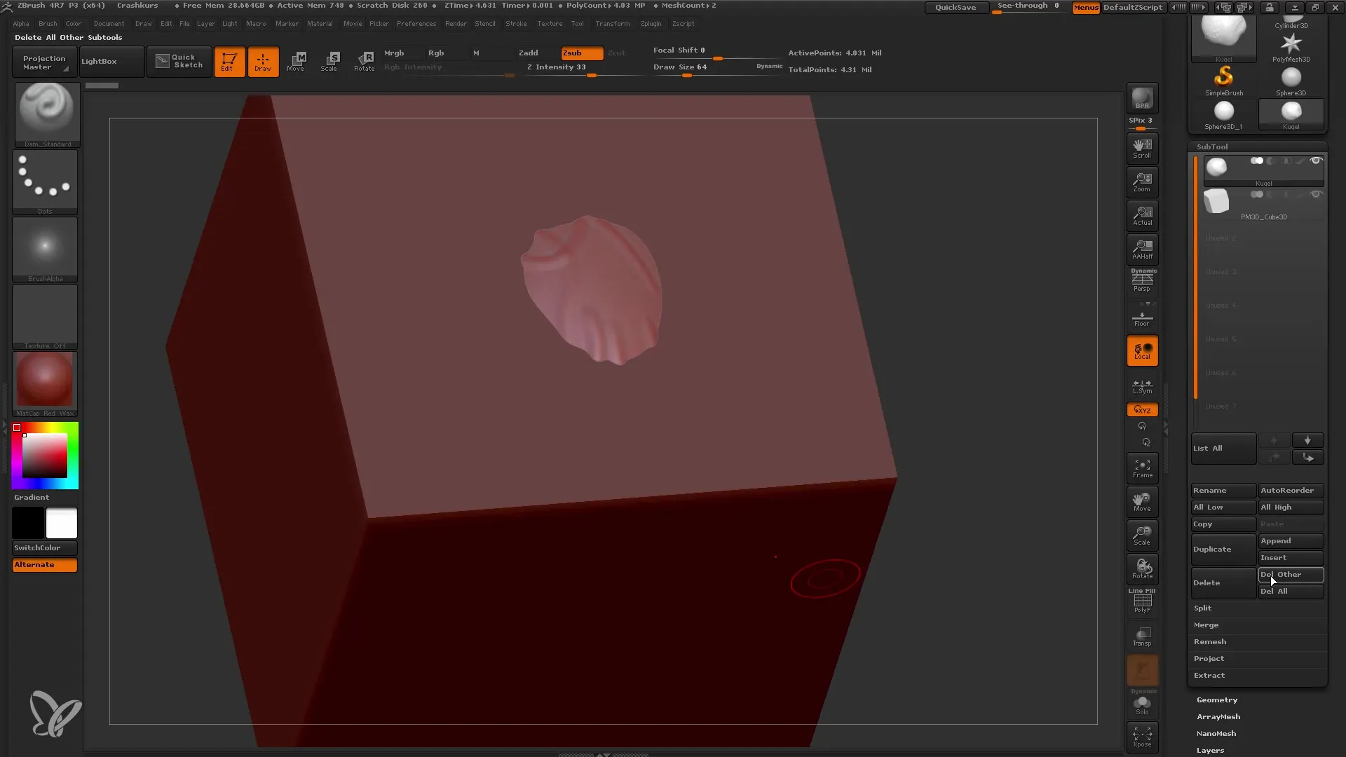 ZBrush Einsteiger: Effiziente Arbeit mit Subtools und Maske