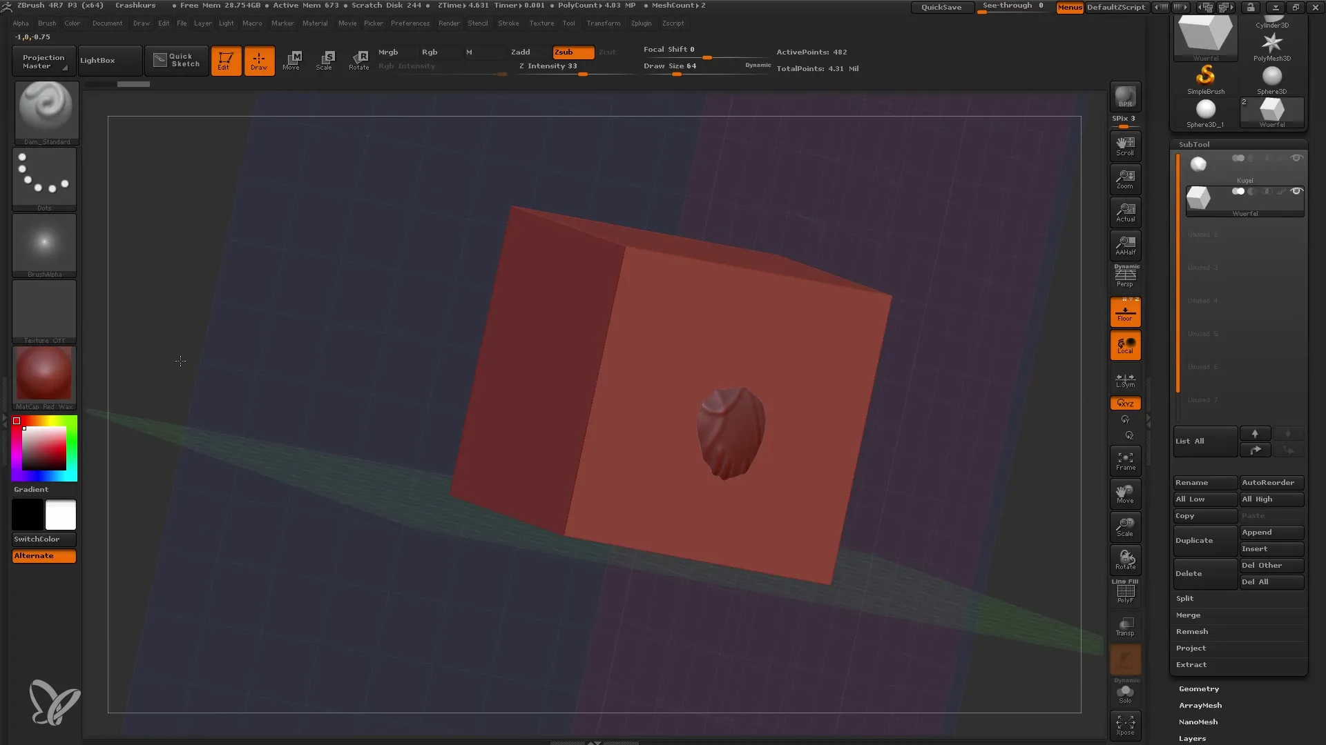 ZBrush Einsteiger: Effiziente Arbeit mit Subtools und Maske