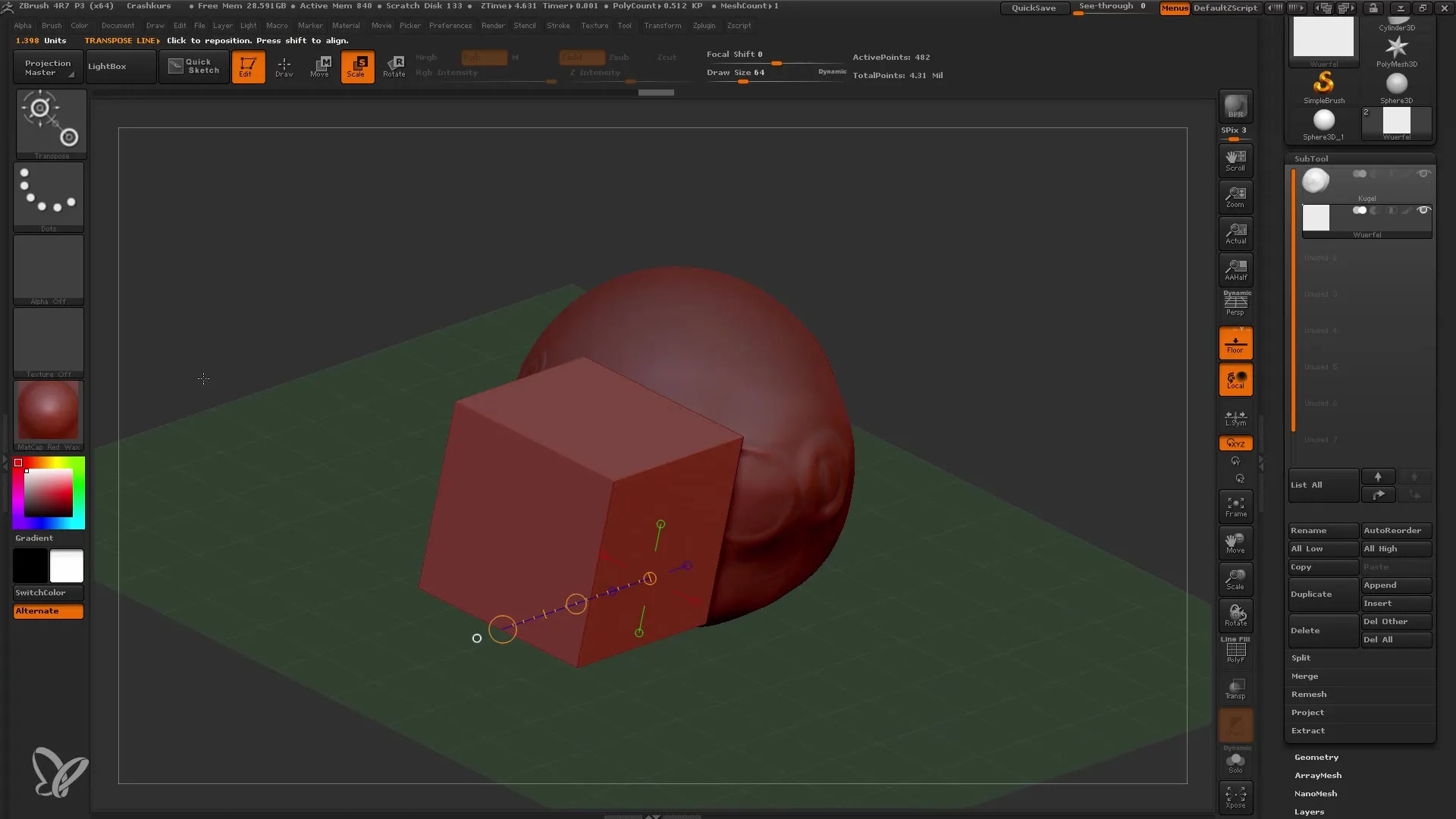 ZBrush Einsteiger: Effiziente Arbeit mit Subtools und Maske