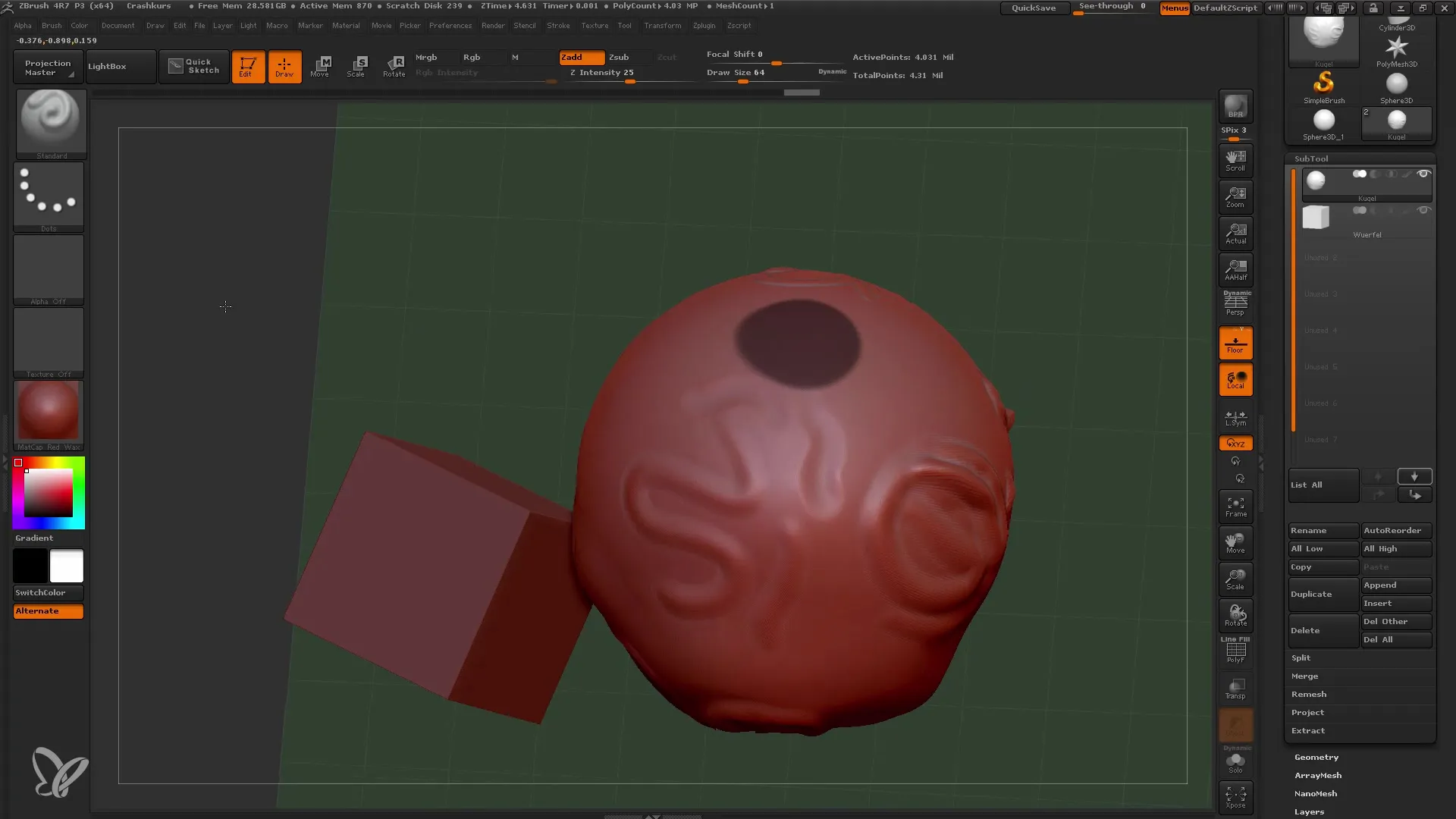 ZBrush aloittelija: tehokas työskentely alityökalujen ja maskin kanssa