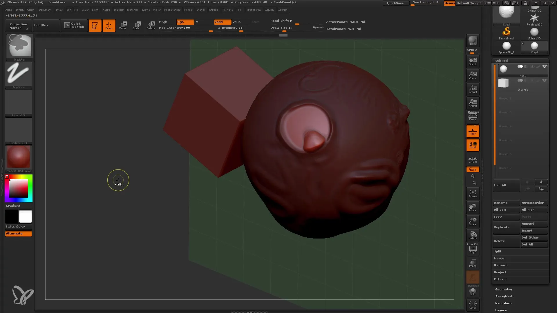 ZBrush aloittelija: tehokas työskentely subtoolsien ja maskien avulla