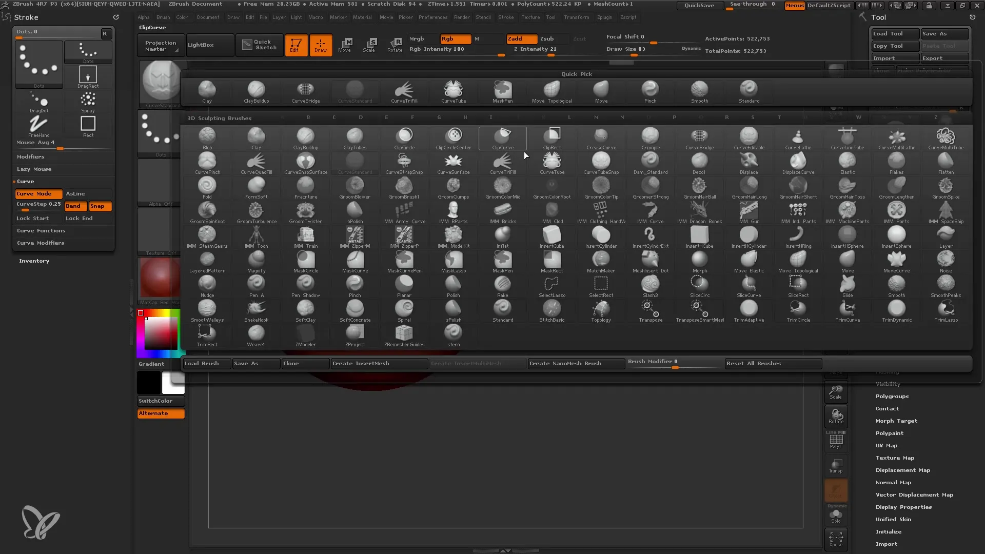 Memulai penggunaan Curve Brushes di ZBrush untuk pemula