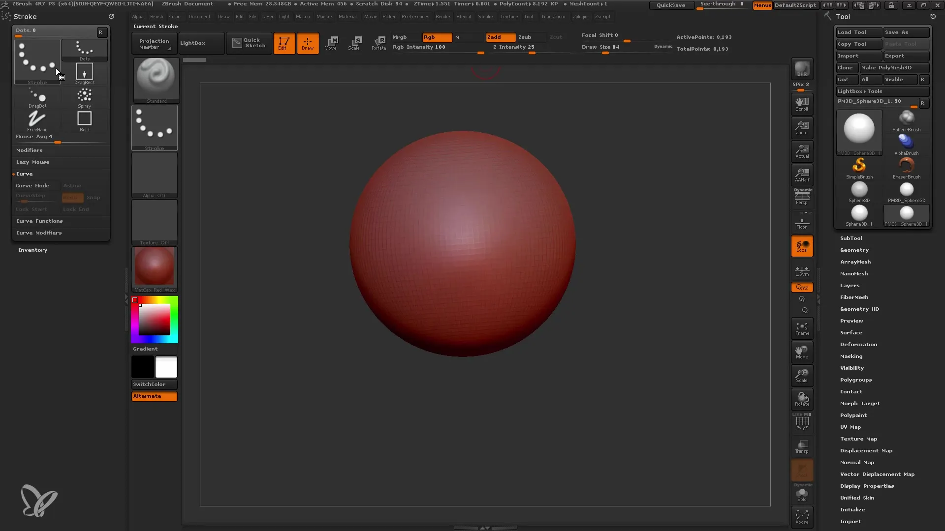 Vstop v krivuljne čopiče v programu ZBrush za začetnike