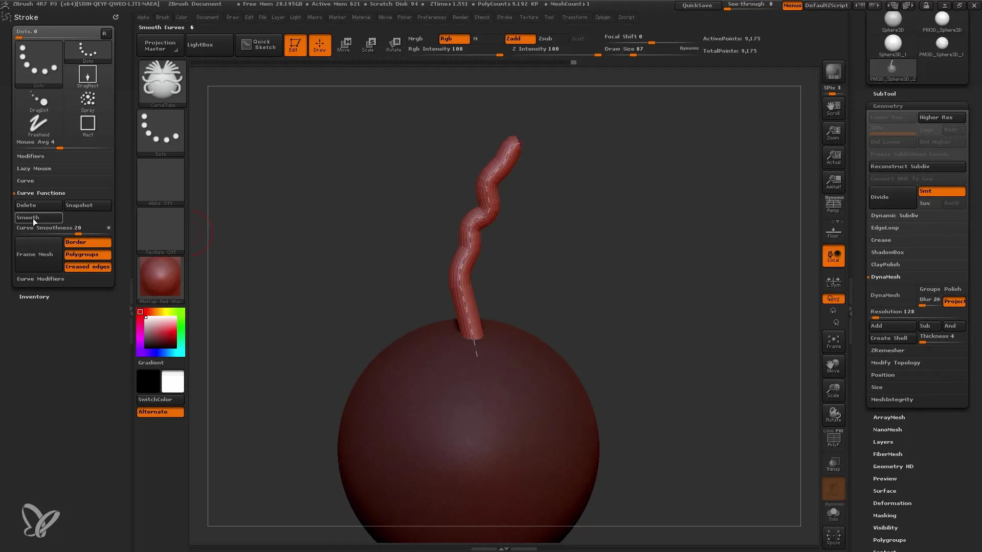 Vstop v krivulje krtač v programu ZBrush za začetnike