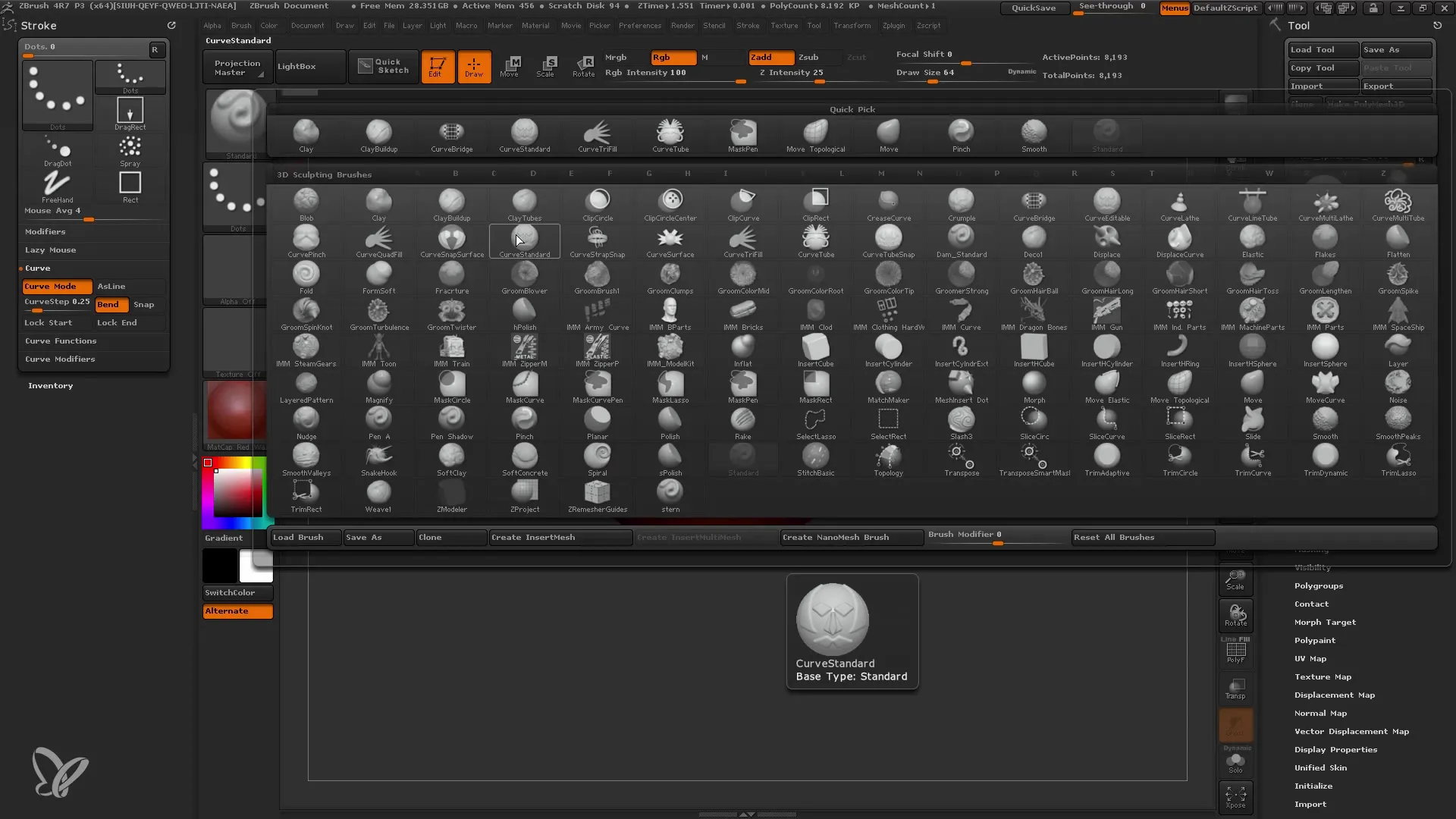 Memulai menggunakan Curve Brushes di ZBrush untuk pemula