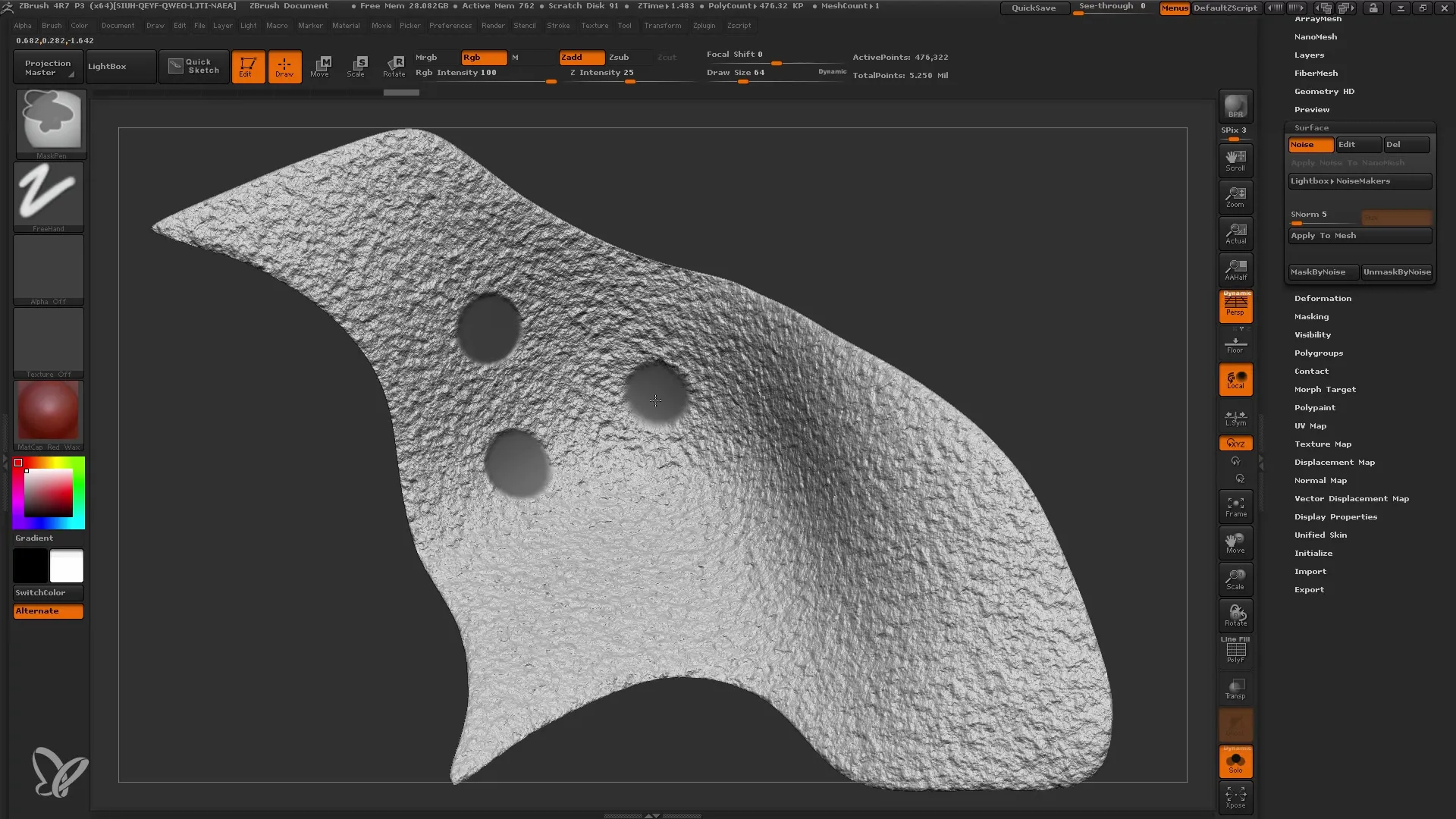 Perbaiki model 3D-mu dengan Surface Noise di ZBrush