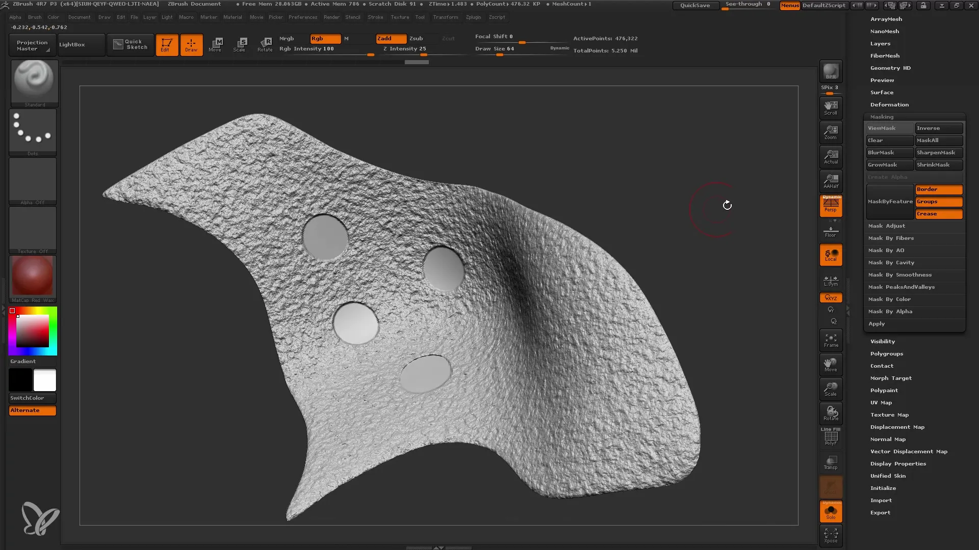 Izboljšaj svoje 3D modele z dodatkom površinskega hrupa v ZBrush