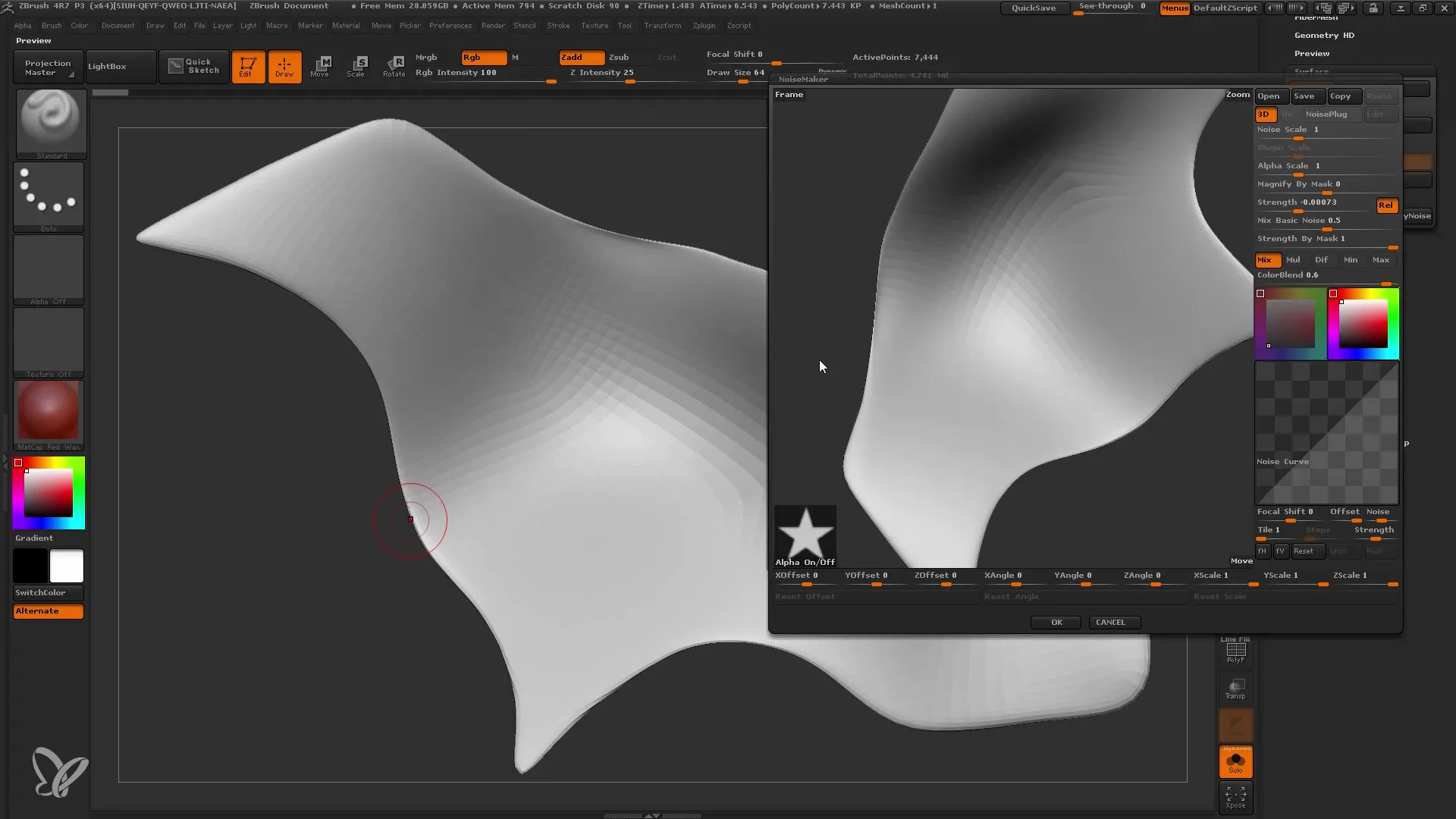 Izboljšajte svoje 3D modele s pomočjo površinskega šuma v programu ZBrush