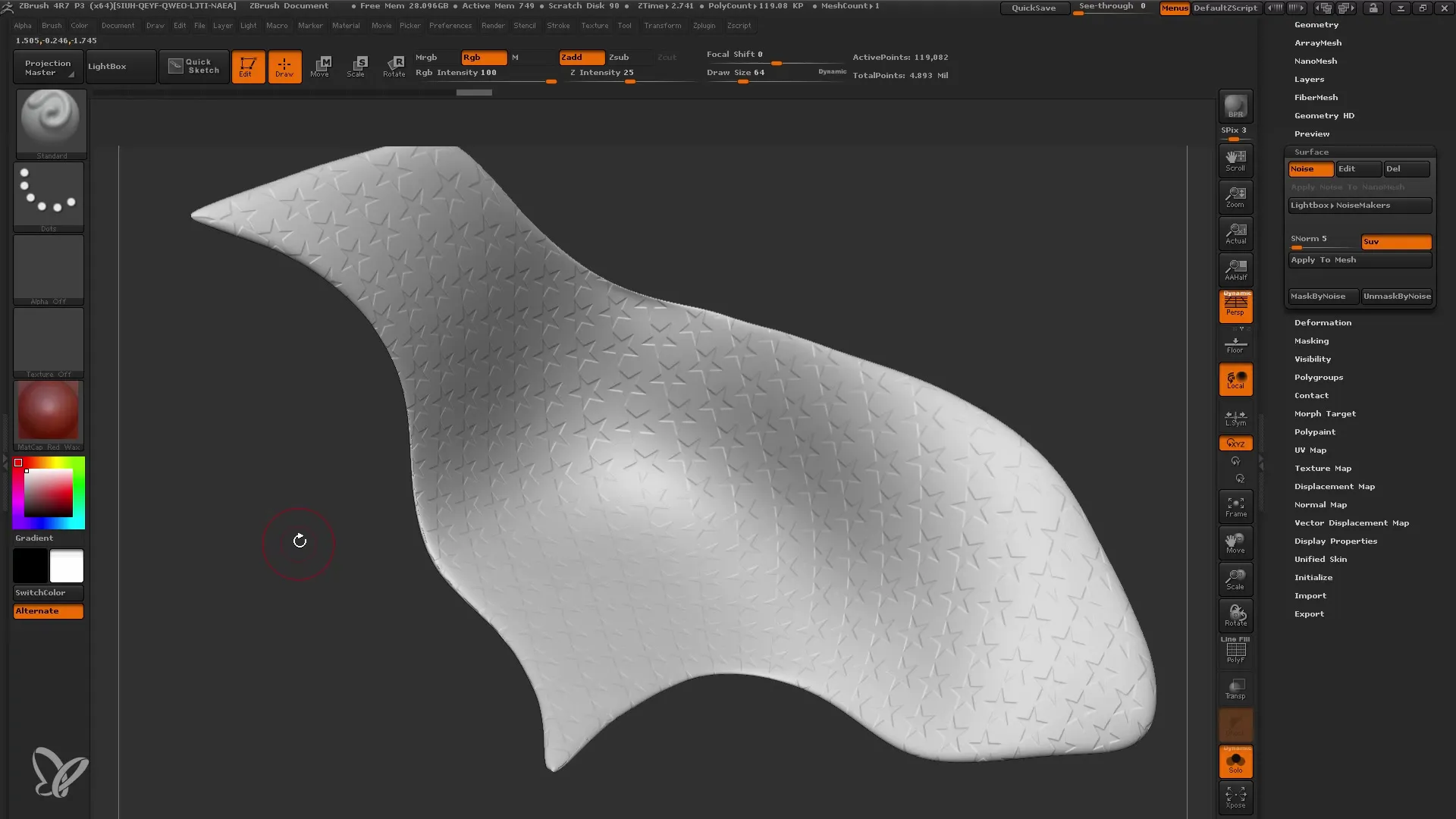 Perbaiki model 3D Anda dengan Surface Noise di ZBrush