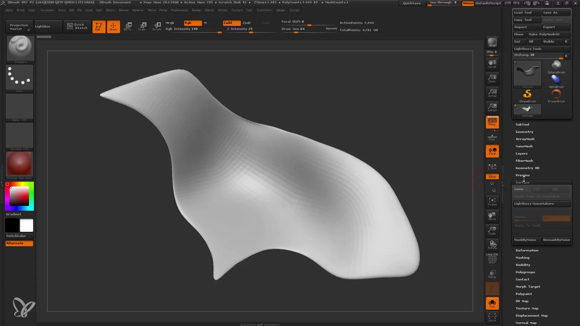 Izboljšaj svoje 3D modele z dodatnim hrupom na površini v programu ZBrush