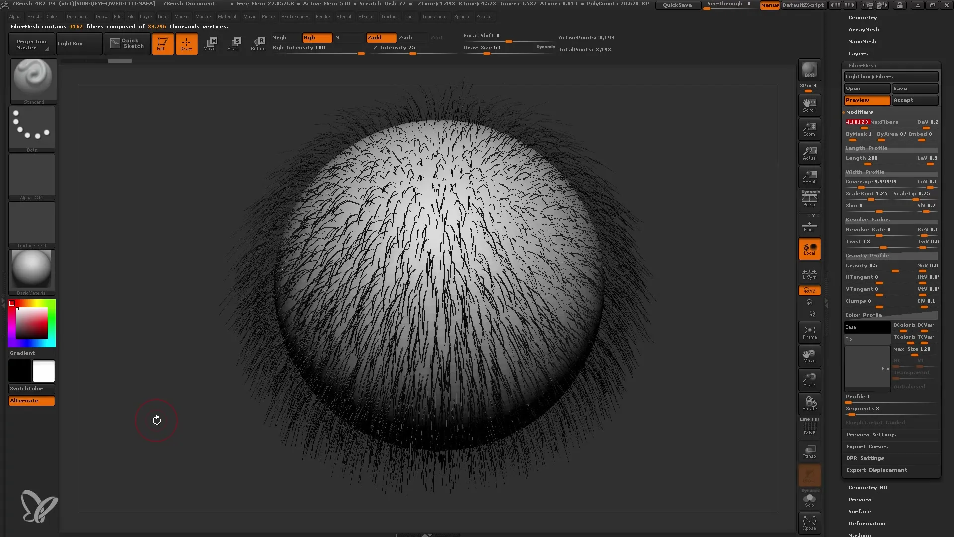 Panduan langkah demi langkah tentang Fibermesh di ZBrush