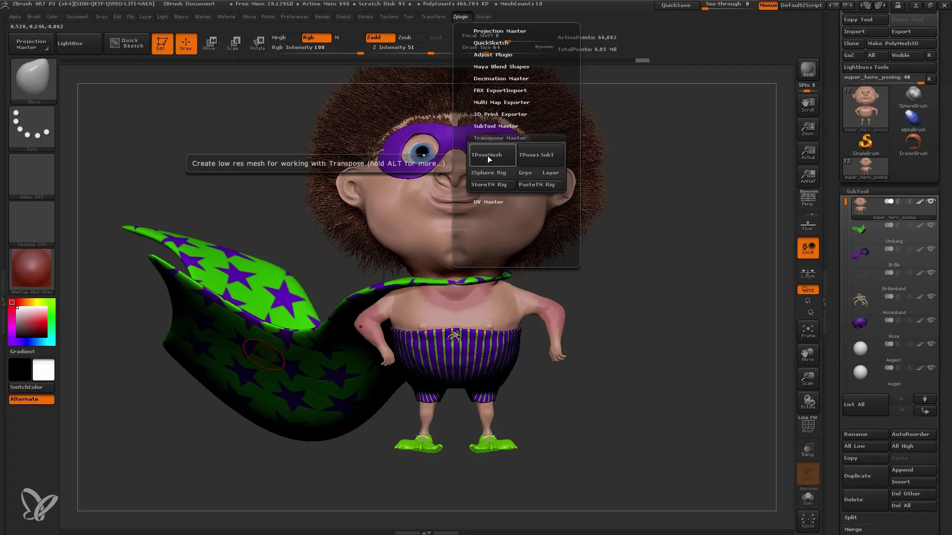 ZBrush Anleitung: Transpose Master für dynamische Posen