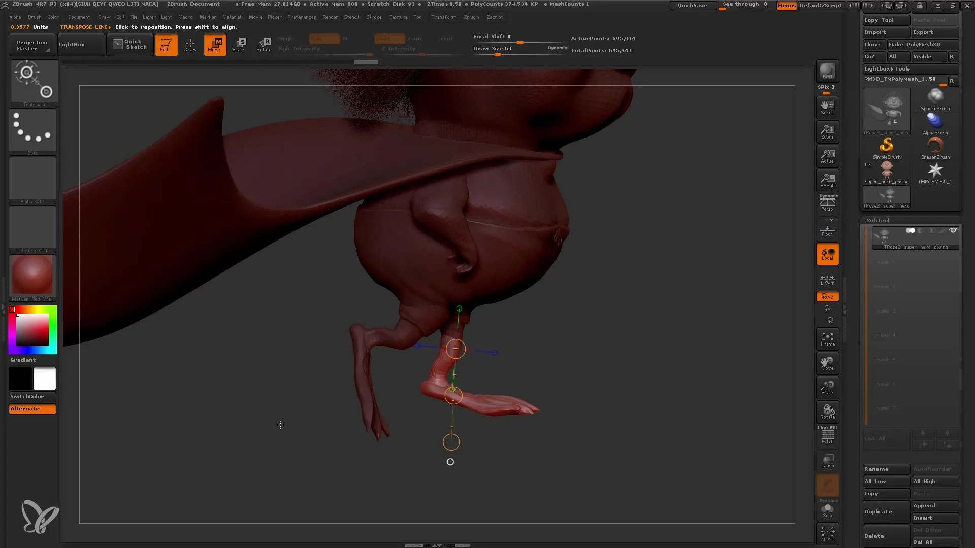 Instrukcja ZBrush: Transpose Master do dynamicznych pozy